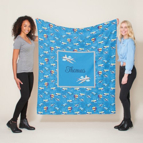 Kids Personalize Up Up And Away Fleece Blanket