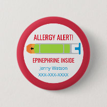 Kids Personalized Allergy Alert Epinephrine Inside Button