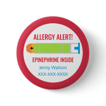 Kids Personalized Allergy Alert Epinephrine Inside Button