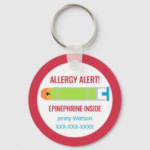 Kids Personalized Allergy Alert Epinephrine Red Keychain