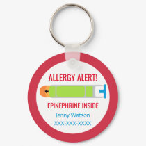 Kids Personalized Allergy Alert Epinephrine Red Keychain