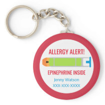 Kids Personalized Allergy Alert Epinephrine Red Keychain