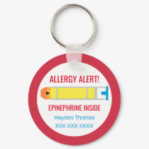 Kids Personalized Allergy Alert Epinephrine Red Keychain