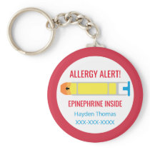 Kids Personalized Allergy Alert Epinephrine Red Keychain