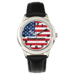 Kid&#39;s Personalized American Flag Watch