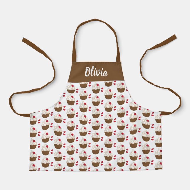 Kids' Personalized Apron | Cupcake All-Over Print  (Front)