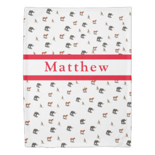 Kids' Personalized Assorted Animals Duvet Cover
