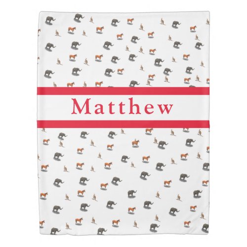 Kids Personalized Assorted Animals Duvet Cover