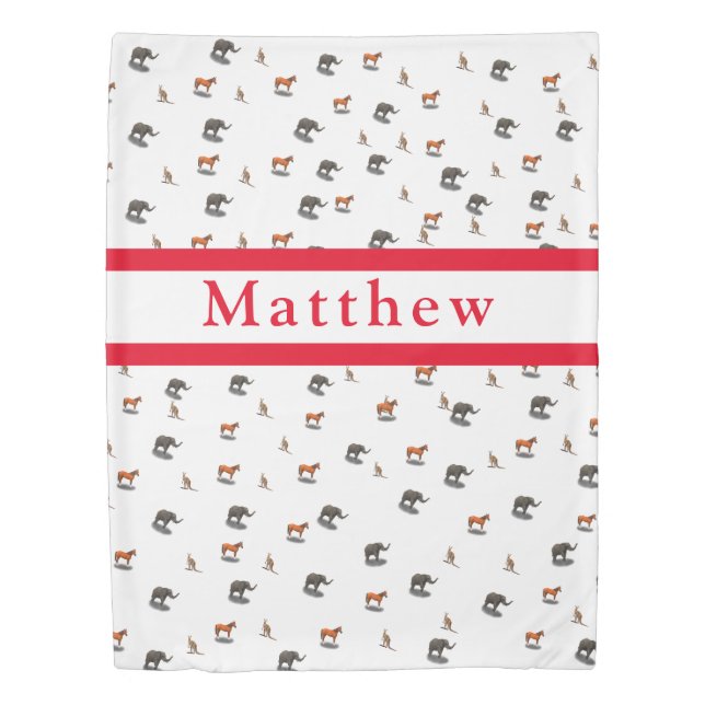 Kids' Personalized Assorted Animals Duvet Cover (Front)