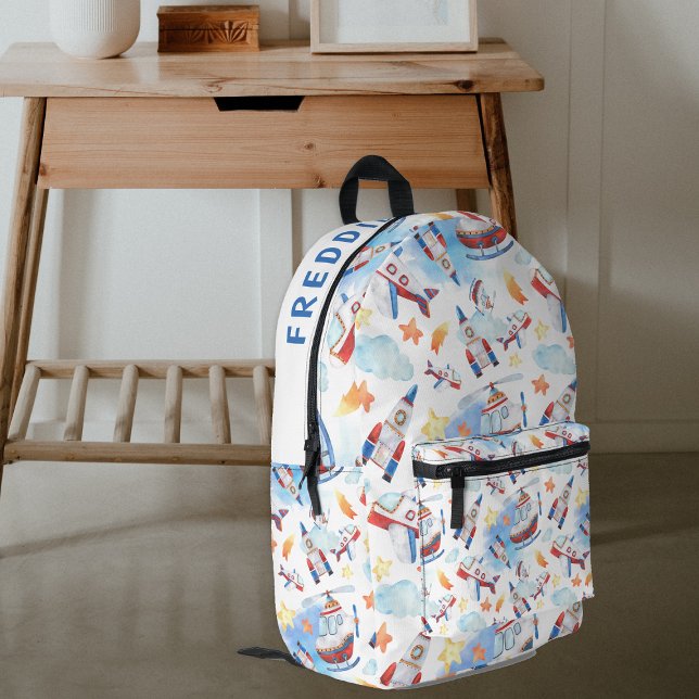 Kids Personalized Aviation Printed Backpack (Creator Uploaded)