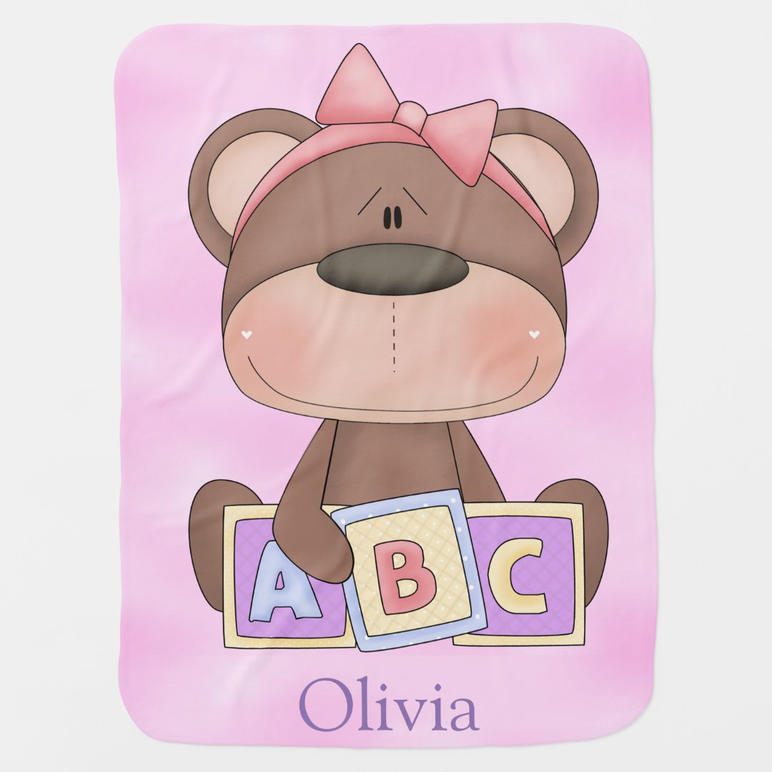 Kid's Personalized Baby Blanket Teddy Bear Rattle Zazzle