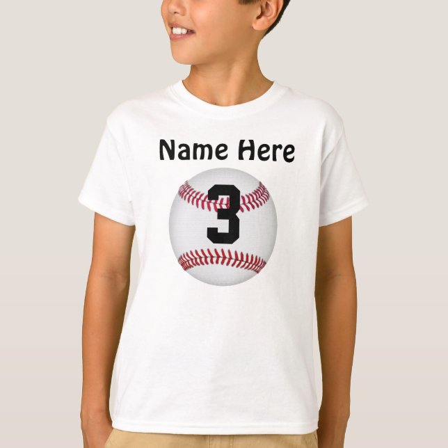 Kids Personalized Baseball Jersey, NAME and NUMBER T-Shirt (Front)