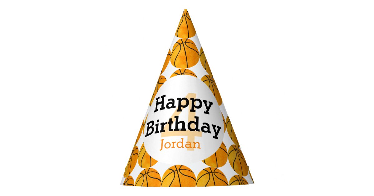 Kids Personalized Basketball Happy Birthday Sports Party Hat Zazzle Com