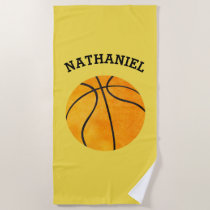Personalized Beach Towels Sam Ann Designs Kids Personalized Basketball Sports Orange Yellow Beach Towel