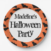 Kids Personalized Bat Pattern Halloween Party Paper Plates