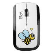 Kids Personalized Bee Cute Yellow Bumblebee Wireless Mouse at Zazzle