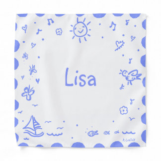 Kid's Personalized Blue Bandana