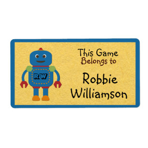 Kids Personalized Blue Robot Toy Sticker