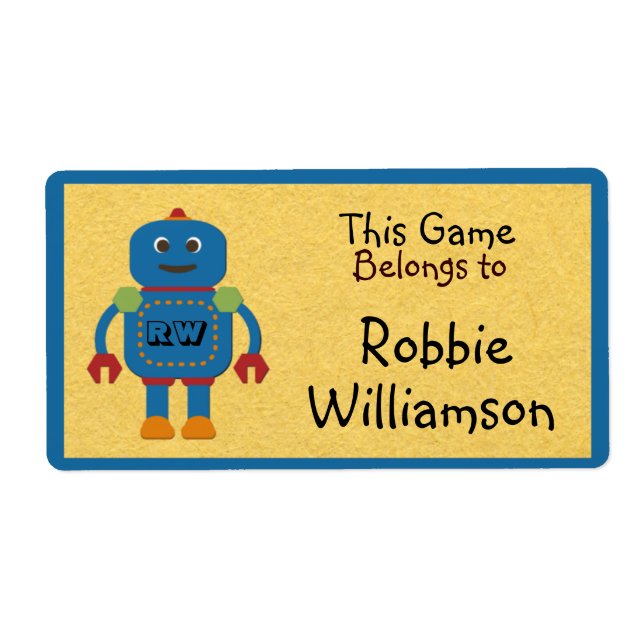 Kids Personalized Blue Robot Toy Sticker (Front)