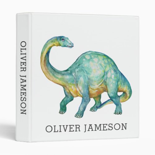 kids Personalized Brontosaurus Dinosaur 3 Ring Binder