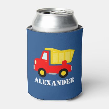 Kids Personalized Can Coolers With Toy Dump Truck by logotees at Zazzle