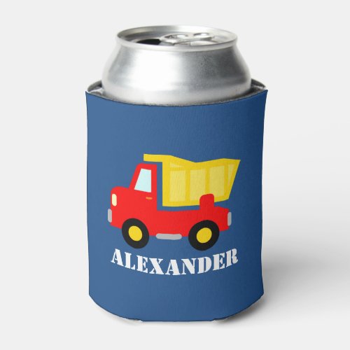 Kids personalized can coolers with toy dump truck
