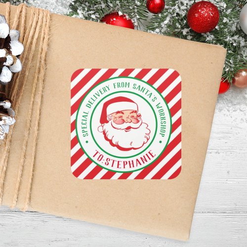 Kids Personalized Christmas Special Delivery  Square Sticker