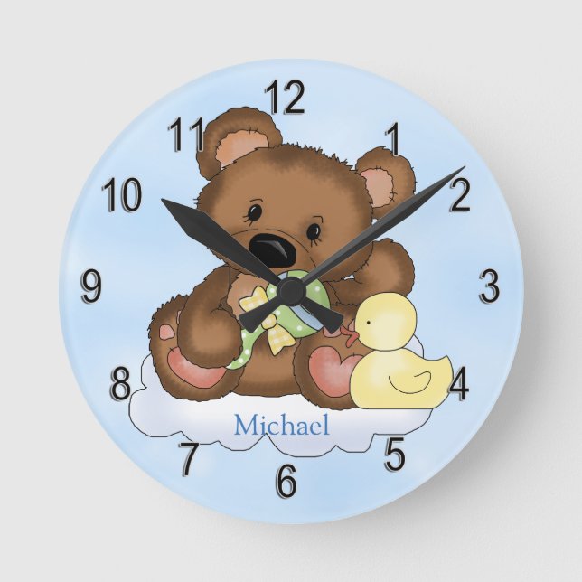 Kid's Personalized Clock Teddy Bear Cloud (Front)