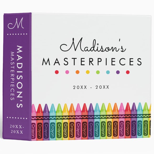 Kids Personalized Crayon Art Keepsake Binder (Front/Spine)