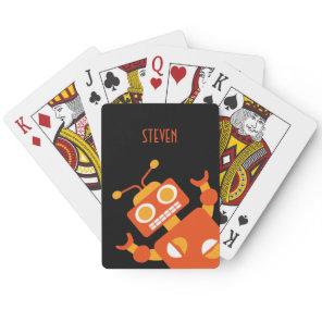 Kids Personalized Crazy Orange Robot Boys Poker Cards