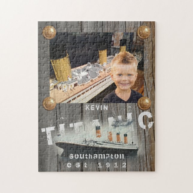 Kids Personalized Custom Photo Rustic Titanic Jigsaw Puzzle (Vertical)
