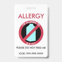 Kids Personalized Dairy Allergy Emergency Badge