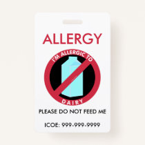 Kids Personalized Dairy Allergy Emergency Badge