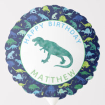 Kids Personalized Dinosaur Birthday Party Pattern Balloon