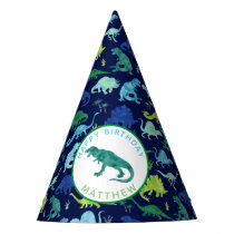 Kids Personalized Dinosaur Birthday Party Pattern Party Hat