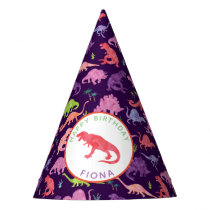 Kids Personalized Dinosaur Birthday Party Purple Party Hat