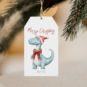 Kids Personalized Dinosaur Christmas Gift Tags