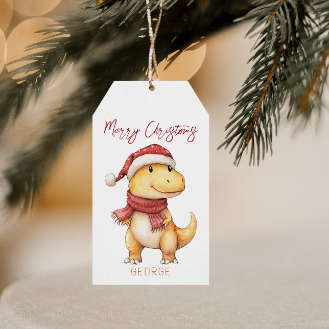 Kids Personalized Dinosaur Christmas Gift Tags (Creator Uploaded)