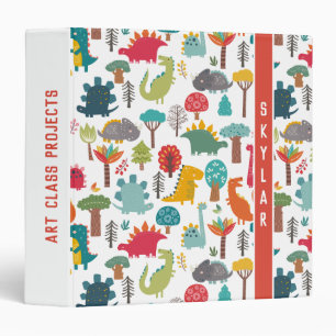 Kids Personalized Dinosaur Forest Colorful 3 Ring Binder