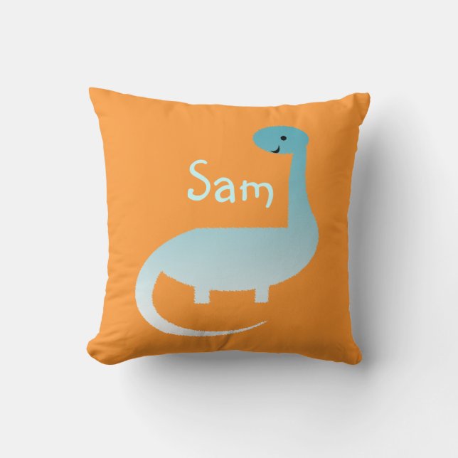 Kids Personalized Dinosaur Name Throw Pillow (Front)