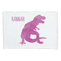 Kids Personalized Dinosaur Silhouette Purple Girls Pillow Case