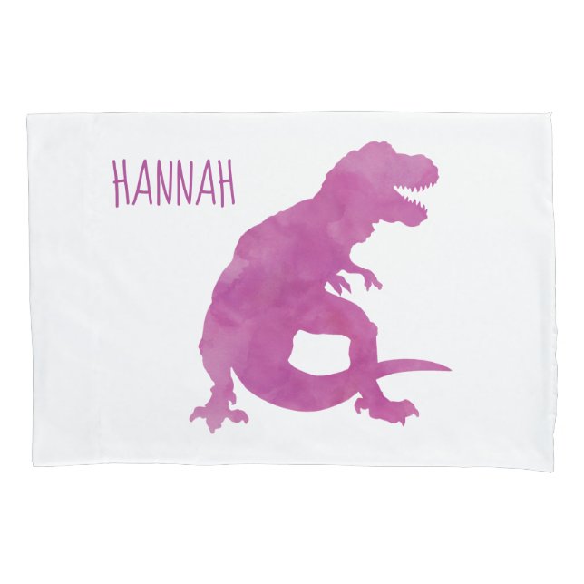 Kids Personalized Dinosaur Silhouette Purple Girls Pillow Case (Front)