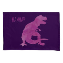 Kids Personalized Dinosaur Silhouette Purple Pink Pillow Case