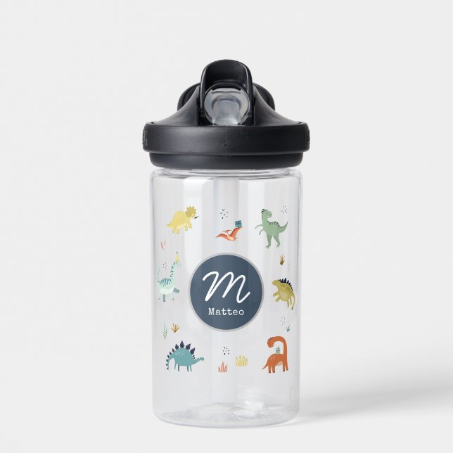 Kids Personalized Dinosaur Water Bottle (Front)
