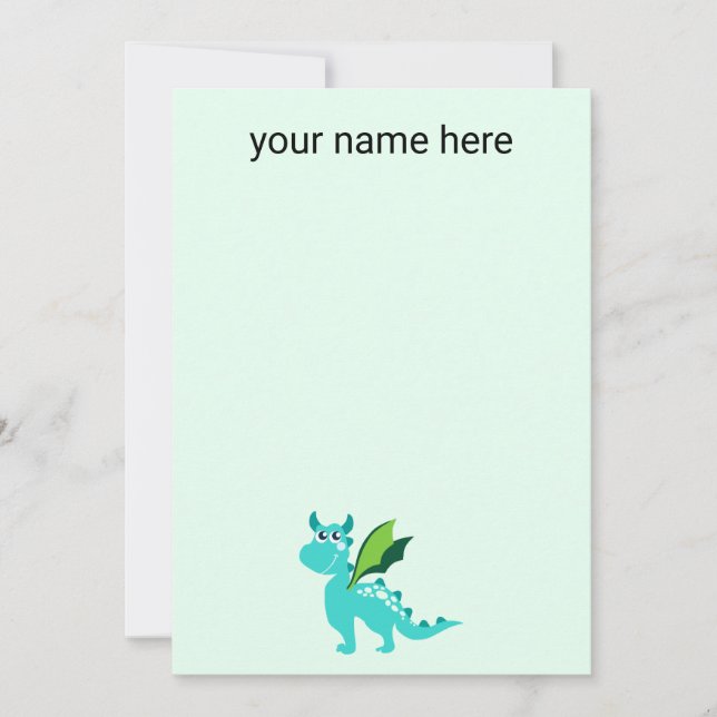 Kids Personalized Dragon Notecards (Front)