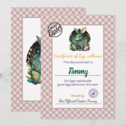 Kids' Personalized Easter Egg-cellance Certificate Invitation