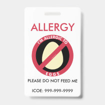 Kids Personalized Egg Allergy Emergency Badge