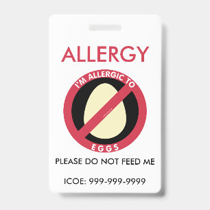 Kids Personalized Egg Allergy Emergency Badge