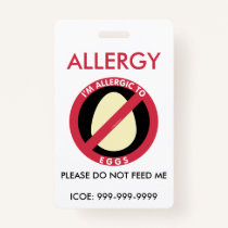 Kids Personalized Egg Allergy Emergency Badge