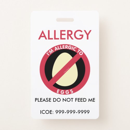 Kids Personalized Egg Allergy Emergency Badge
